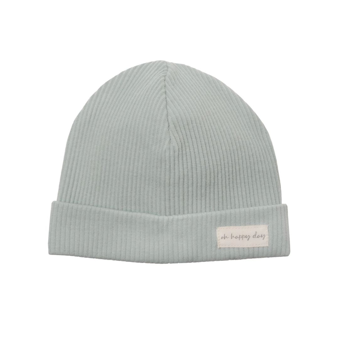Baby Mütze 'Oh happy day' grün