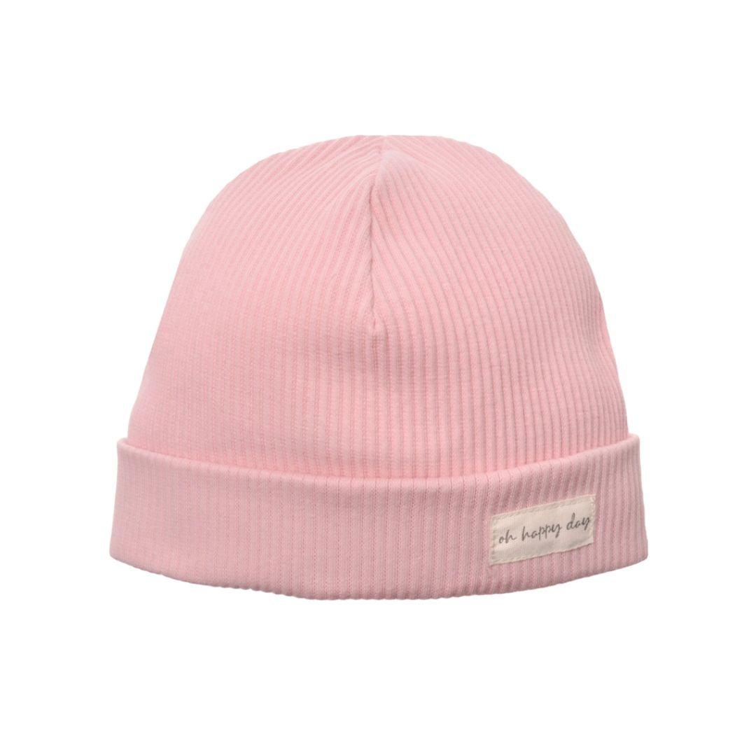 Baby Mütze 'Oh happy day' rosa