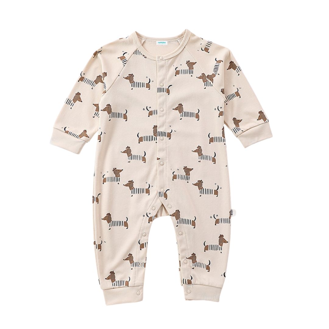 Overall beige mit Dackel Allover Print