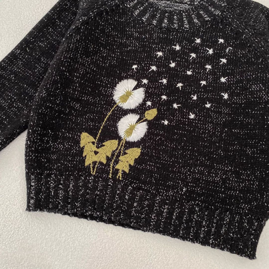 Kinder Grobstrick Pullover 'Dandelion' anthra