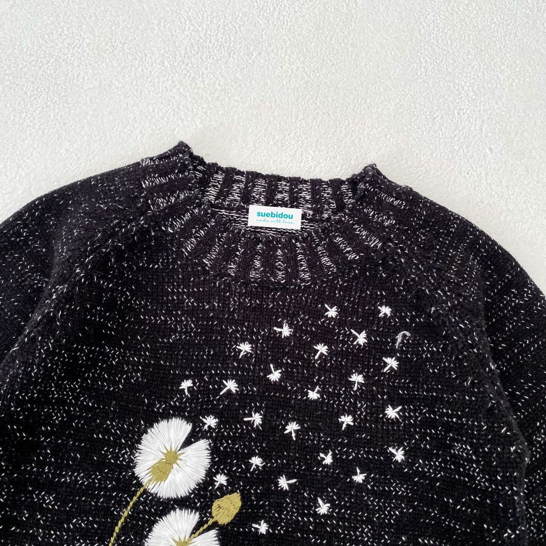 Kinder Grobstrick Pullover 'Dandelion' anthra
