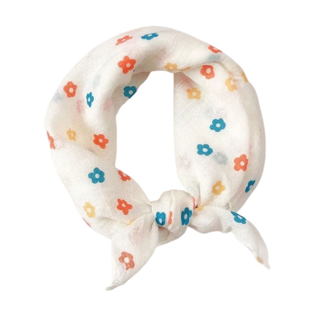 Baby Baumwoll-Leinen Dreieckstuch 'Flowers'