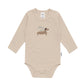 Baby Langarmbody mit Print 'Dackel' beige
