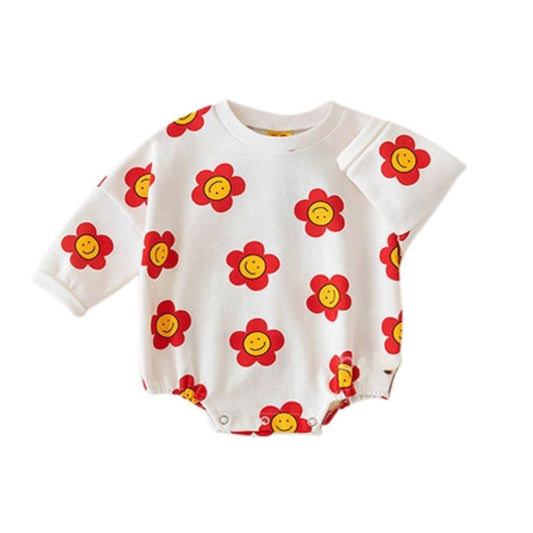 Baby Body mit 'Funny Flowers' rot