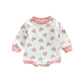 Langärmliger lässiger Baby-Overall mit Herzen rosa