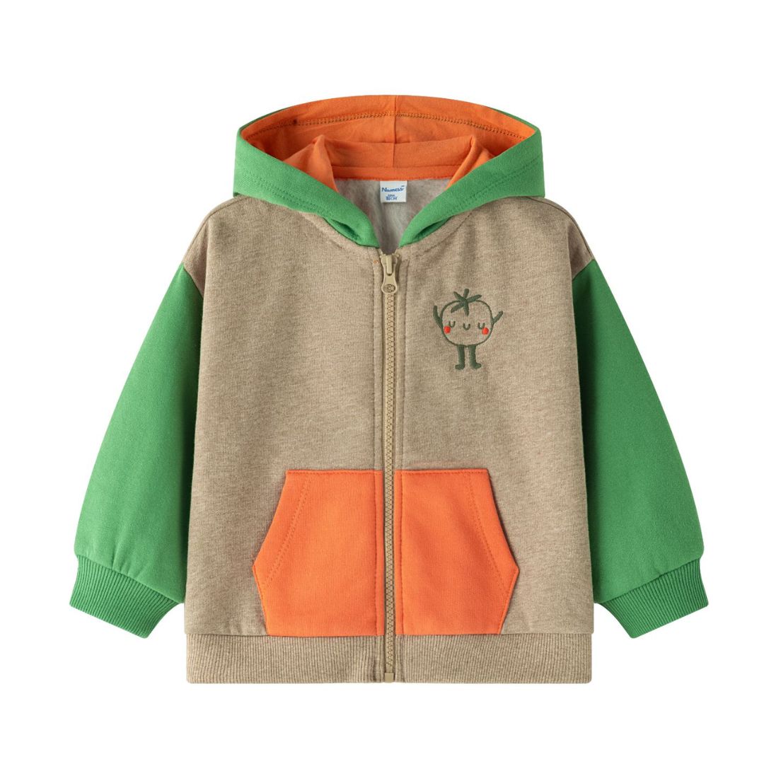 Sweatshirtjacke mit Colorblockdesign 'Tomato'