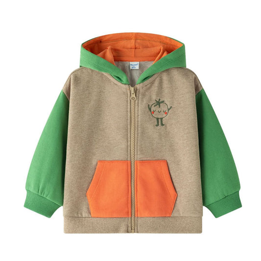 Sweatshirtjacke mit Colorblockdesign 'Tomato'