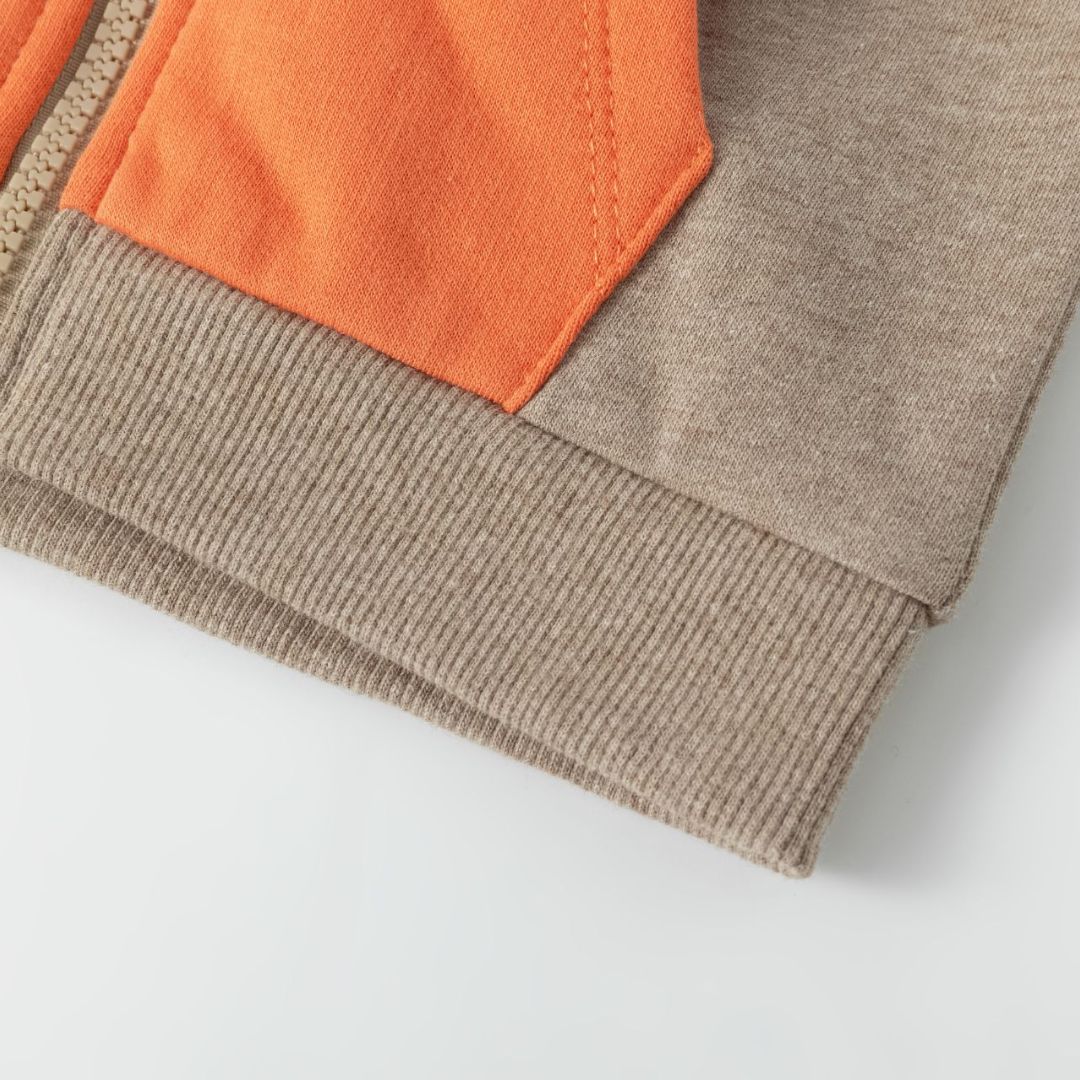 Sweatshirtjacke mit Colorblockdesign 'Tomato'