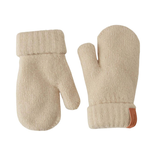 Kinder Fäustlinge mit Rippstrick und weichem Eco-Fleece-Futter beige