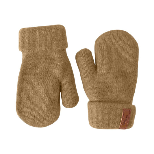 Kinder Fäustlinge mit Rippstrick und weichem Eco-Fleece-Futter karamell