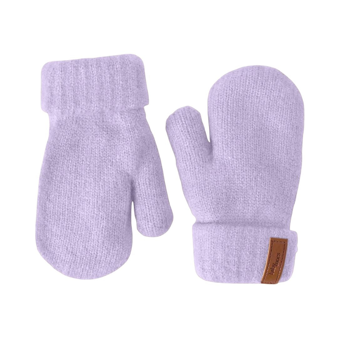 Kinder Fäustlinge mit Rippstrick und weichem Eco-Fleece-Futter flieder