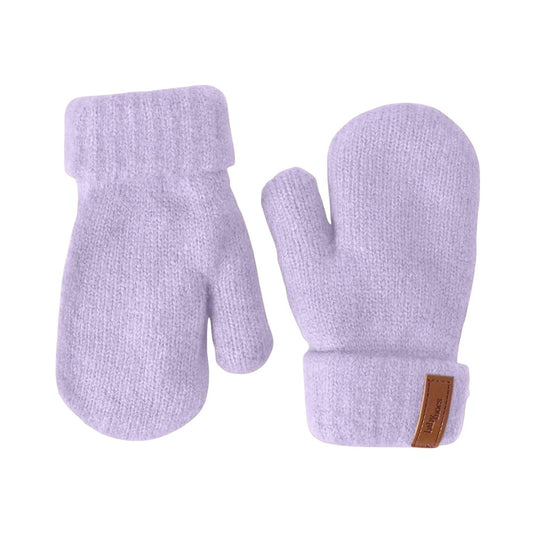 Kinder Fäustlinge mit Rippstrick und weichem Eco-Fleece-Futter flieder