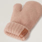 Kinder Fäustlinge mit Rippstrick und weichem Eco-Fleece-Futter rosa