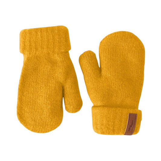 Kinder Fäustlinge mit Rippstrick und weichem Eco-Fleece-Futter senfgelb