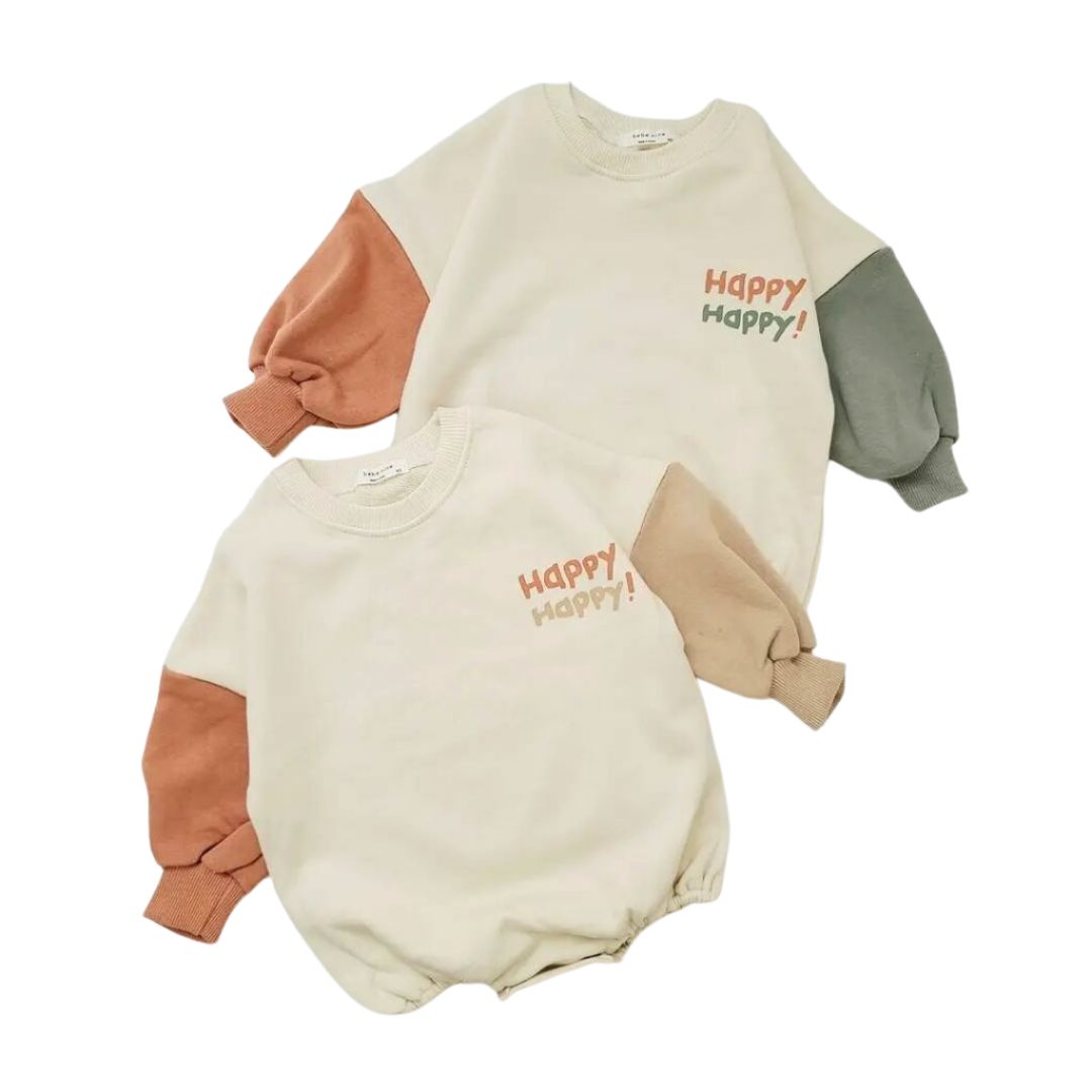 Baby Langarm Body 'Happy' apricot