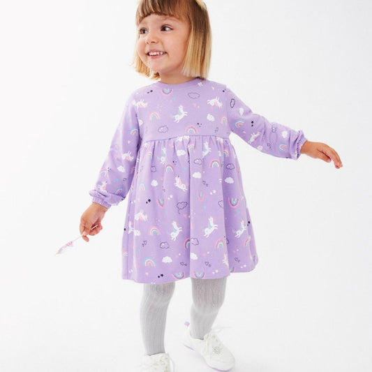 Baby Sweatshirtkleid mit Allovermuster flieder