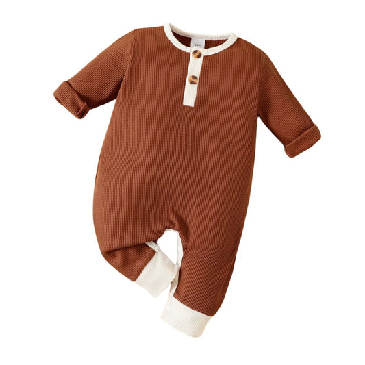 Baumwoll-Overall für Babys mit Waffelmuster braun