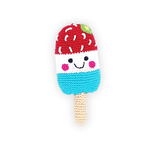 Baby Rassel 'Eis am Stiel' blau/rot/weiß