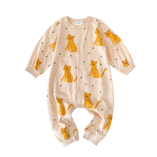 Baby Overall 'Cartoon Leopards' beige