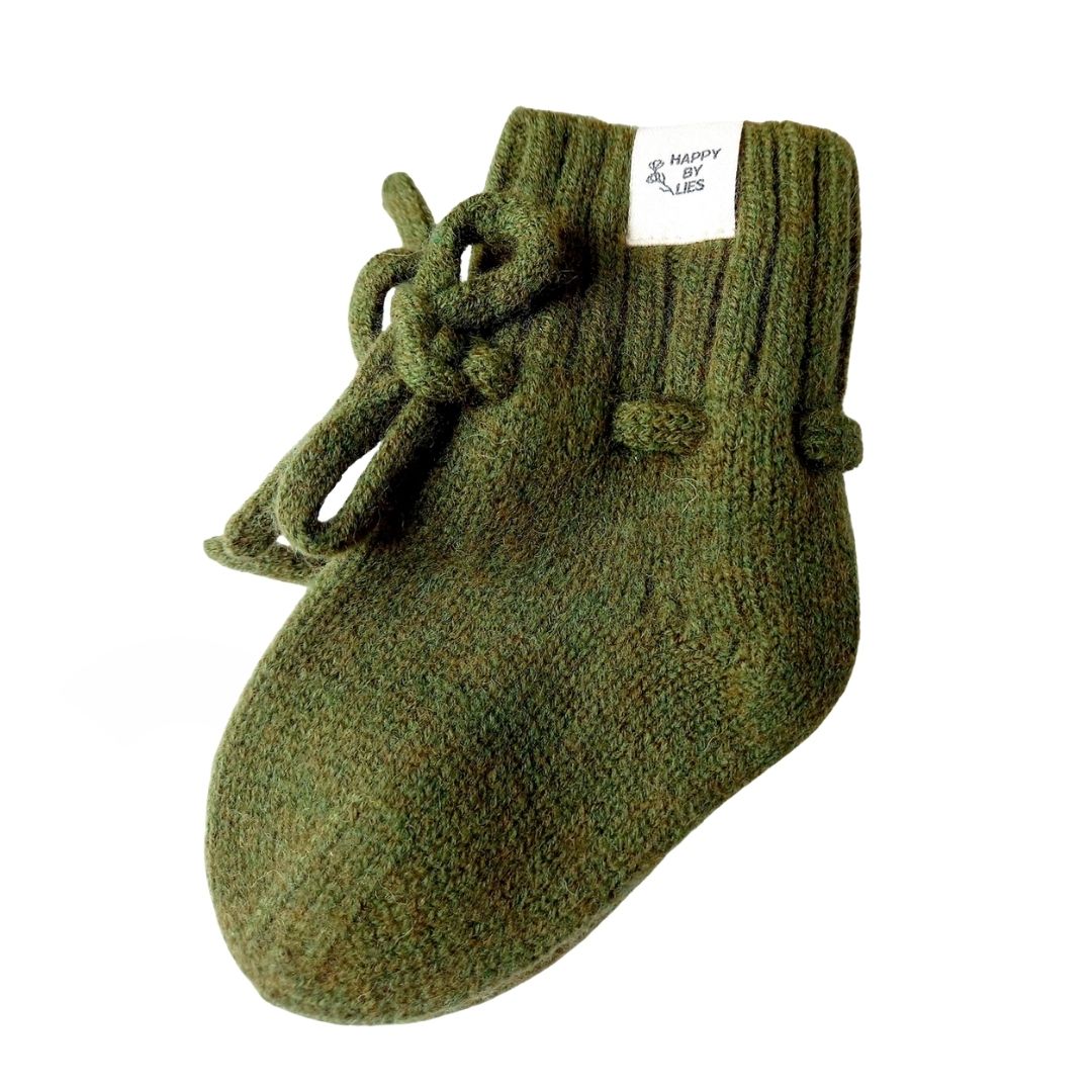 Merino-Babyschuhe Socken grün 0-12m