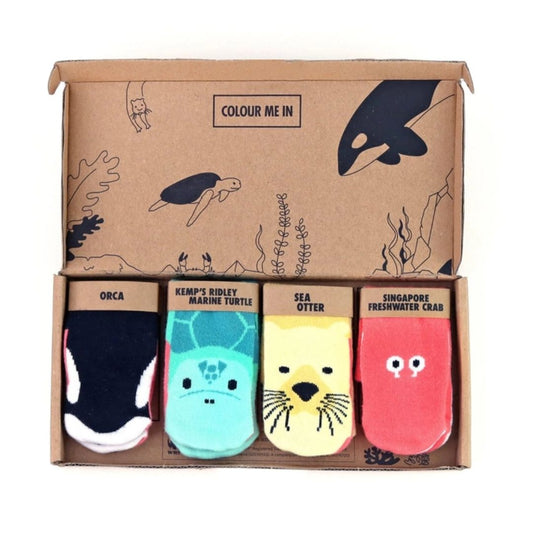 Babysocken Geschenkset Tiere aus dem Meer 4 Pack