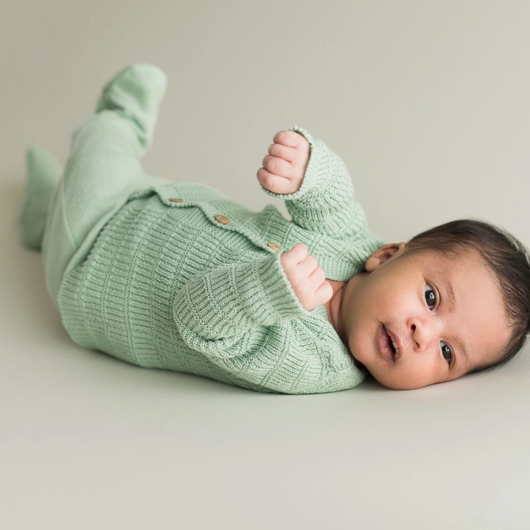 Baby Strickjacke 'Channel' mintgrün