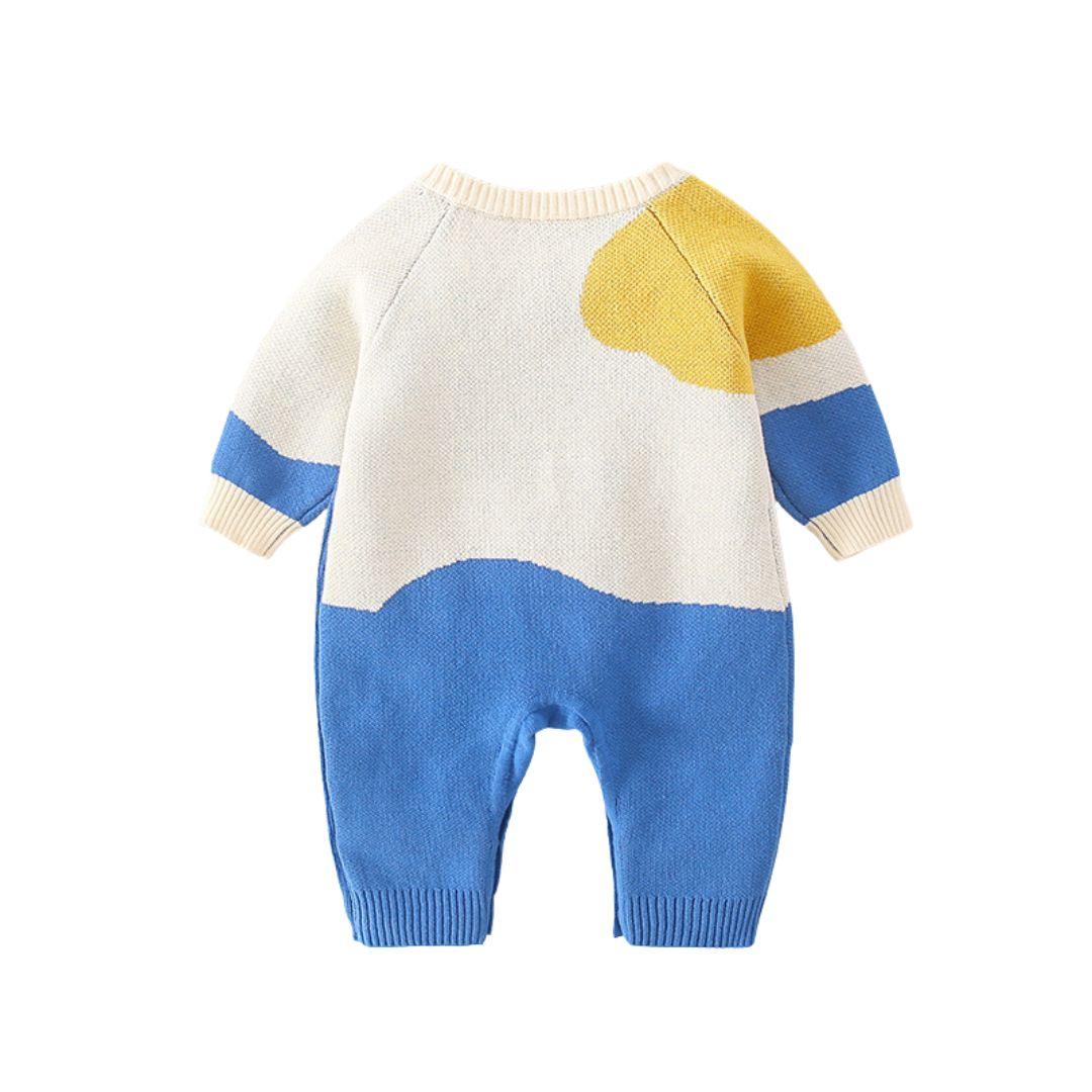 Baby Strick-Overall 'Colorblock Dino' multicolor