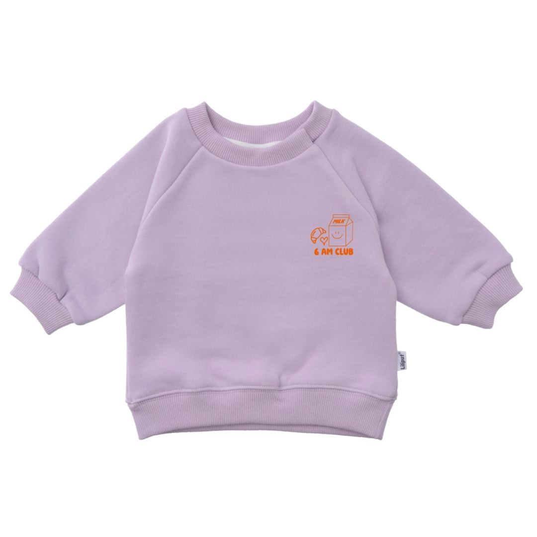 Kinder Sweatshirt mit Print '6 AM CLUB' flieder