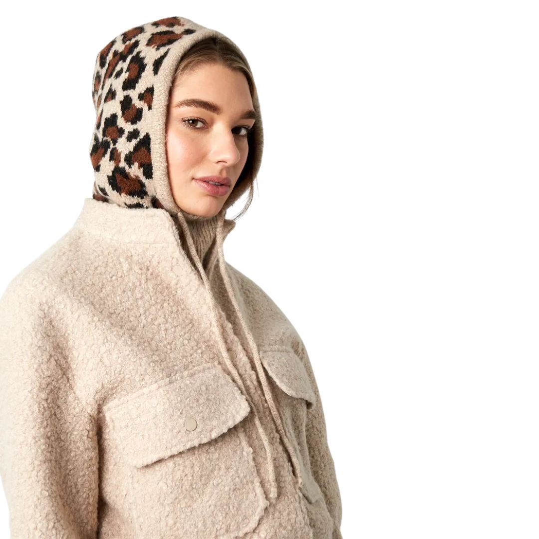 Damen Balaclava 'Leopard' beige