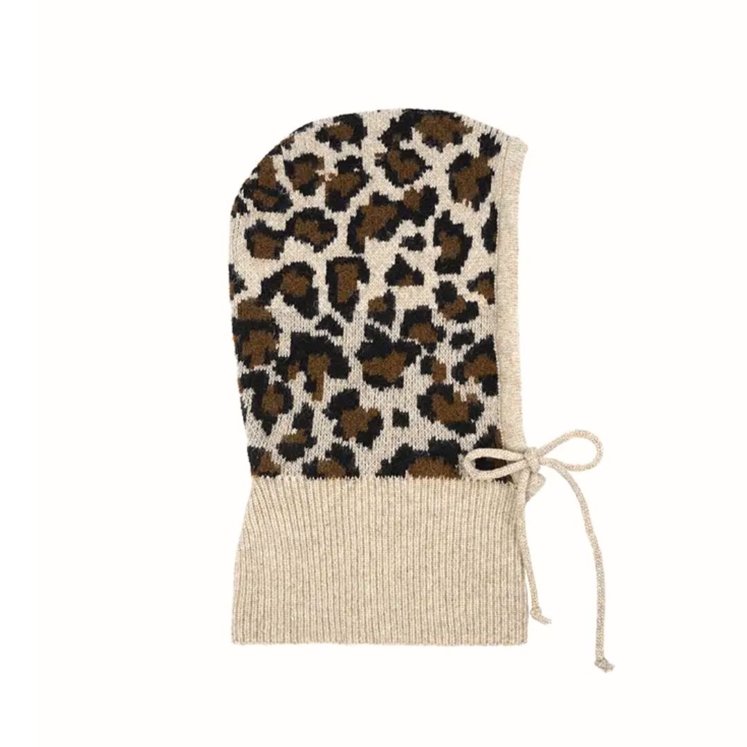 Damen Balaclava 'Leopard' beige