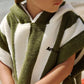 Gestreifter Badeponcho für Kinder grün personalisierbar