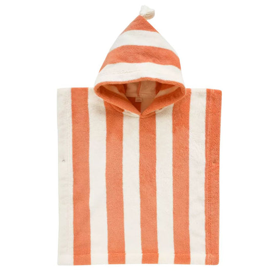Gestreifter Badeponcho für Kinder korall personalisierbar