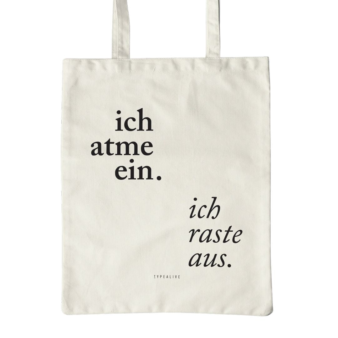 Baumwolltasche 'Ich atme ein' natur