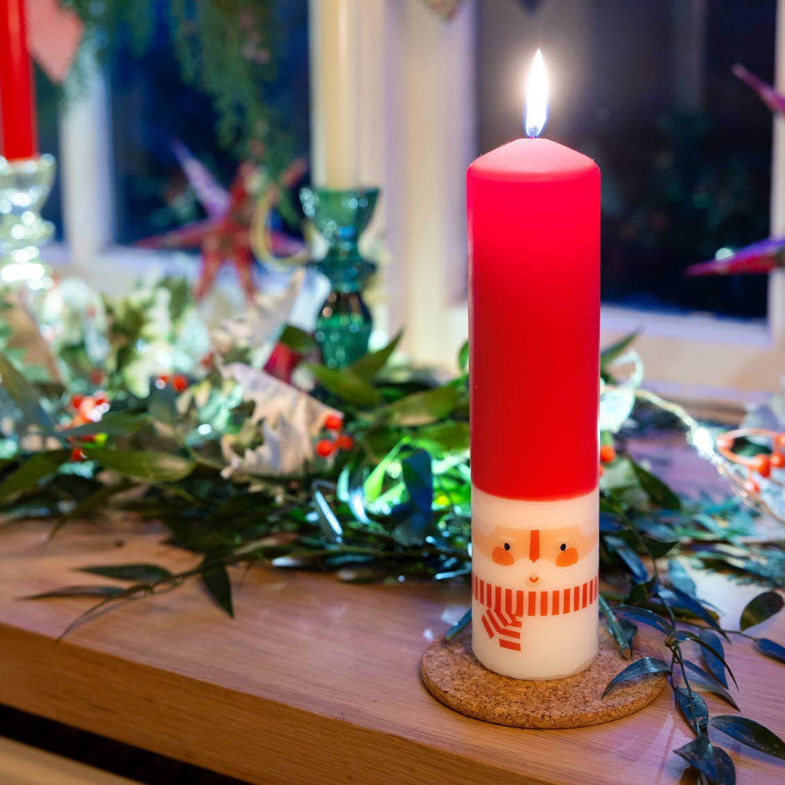 Weihnachtsmann Adventssäule Kerze 'Spaßiger Typ'