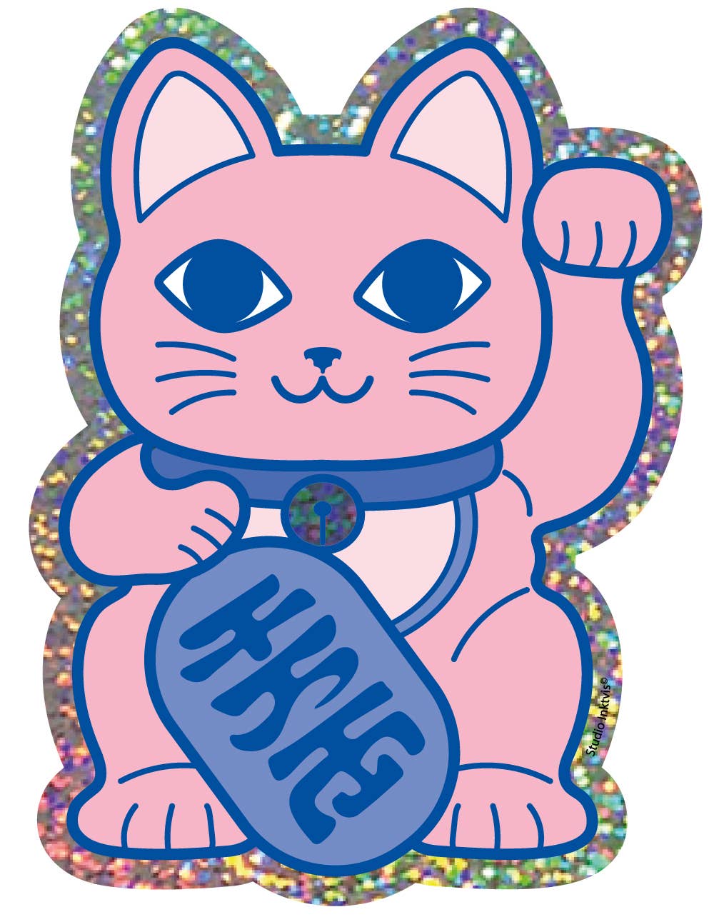 Glitzersticker Maneki Neko Glückskatze