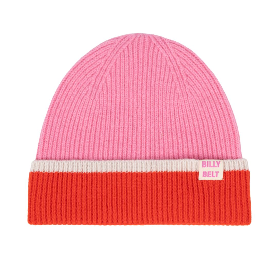 Wollmütze - Rosa, Rot und Beige