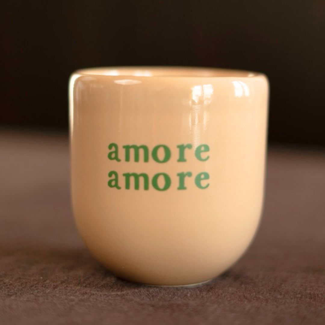 Keramikbecher 'amore amore' beige
