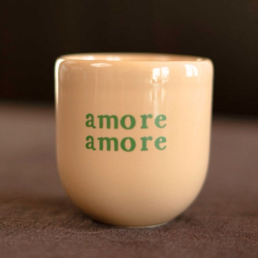 Keramikbecher 'amore amore' beige