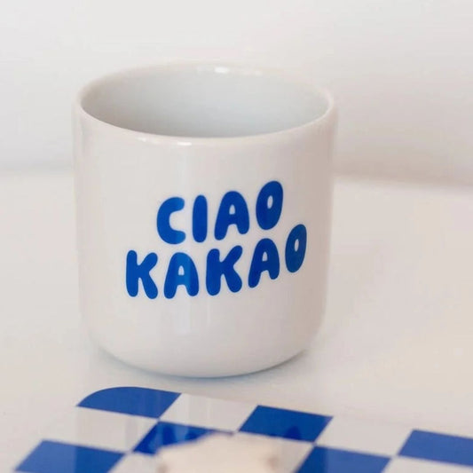 Becher 'Ciao Kakao' weiß/blau