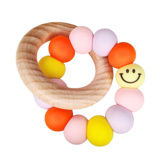 Beißring 'Smiley' pastell/orange