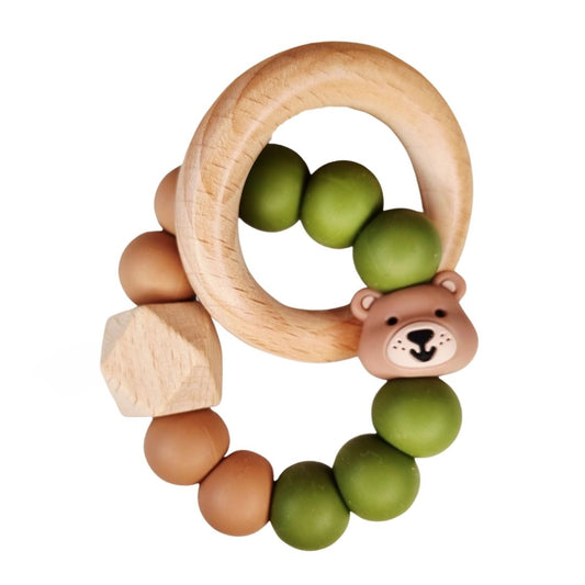 Happy Beißring 'Bär' pfirsich/bronze/dunkelgrün