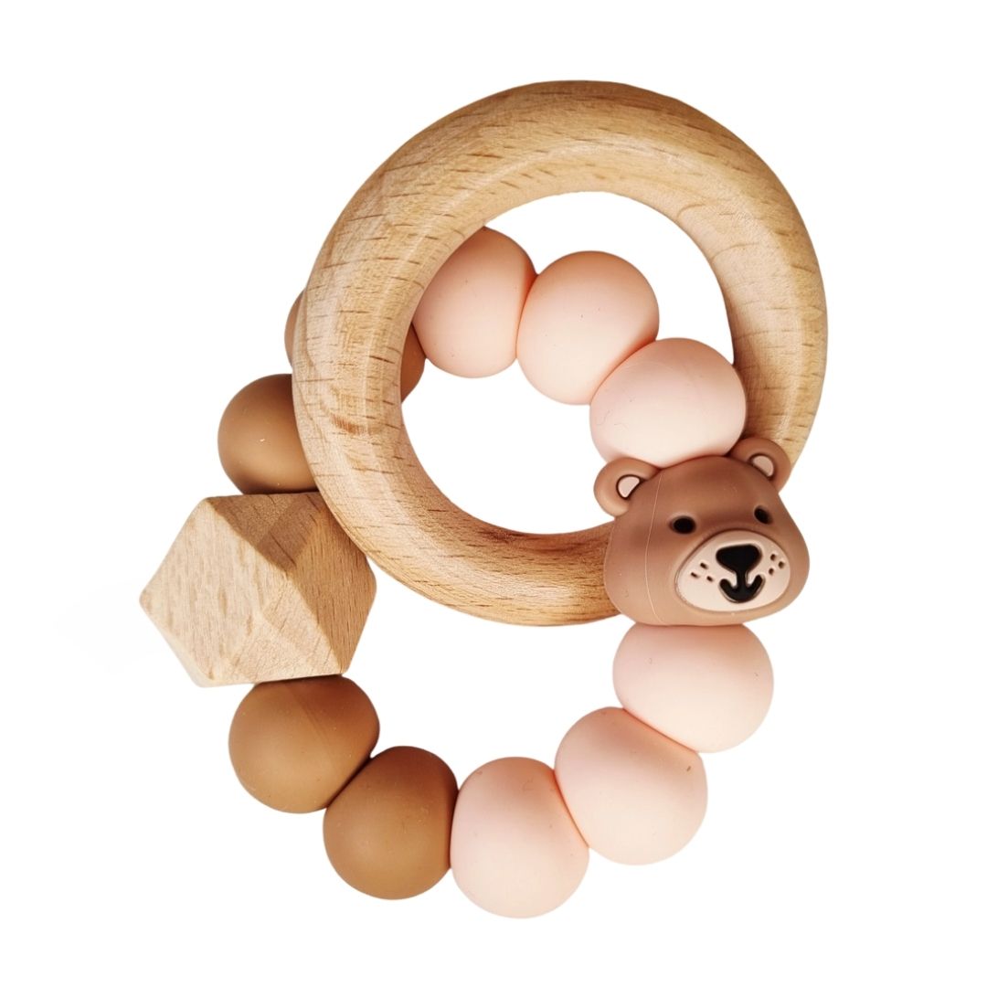 Happy Beißring 'Bär' pfirsich/bronze/hellrosa