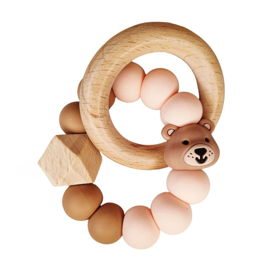 Happy Beißring 'Bär' pfirsich/bronze/hellrosa