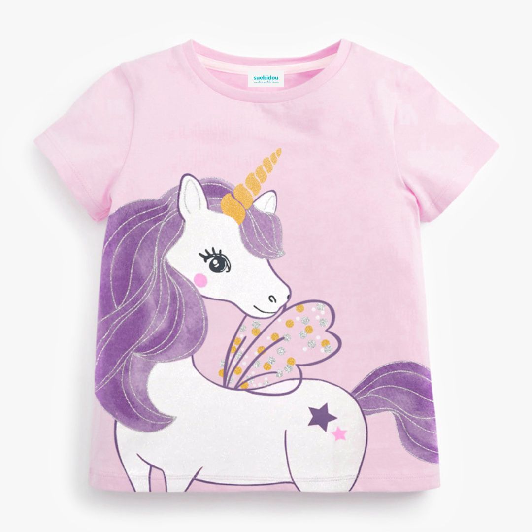 Outfit Set T-Shirt und Shorts mit Einhornmotiv