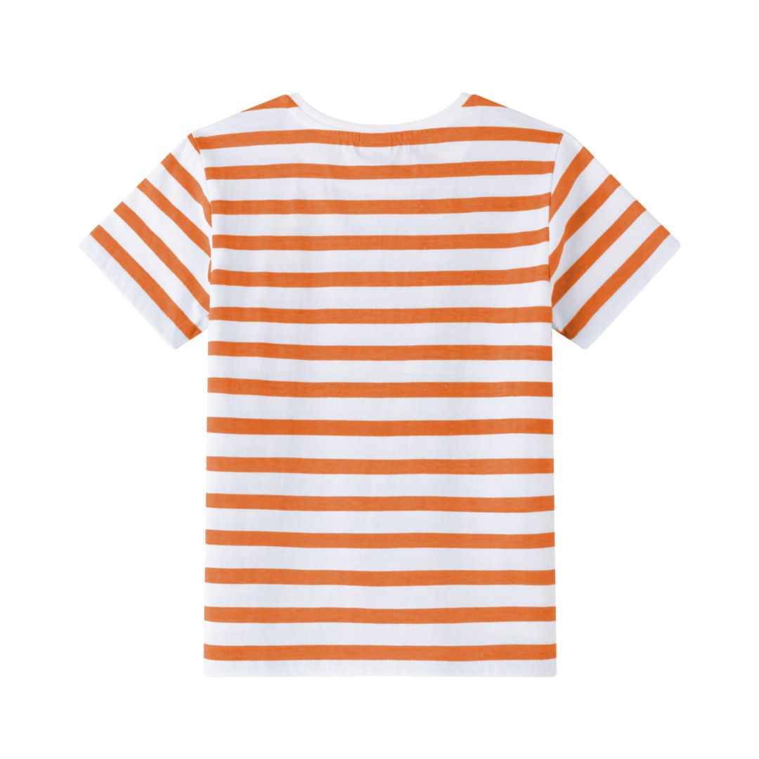 Hellorange gestreiftes Jungen-T-Shirt Astronaut