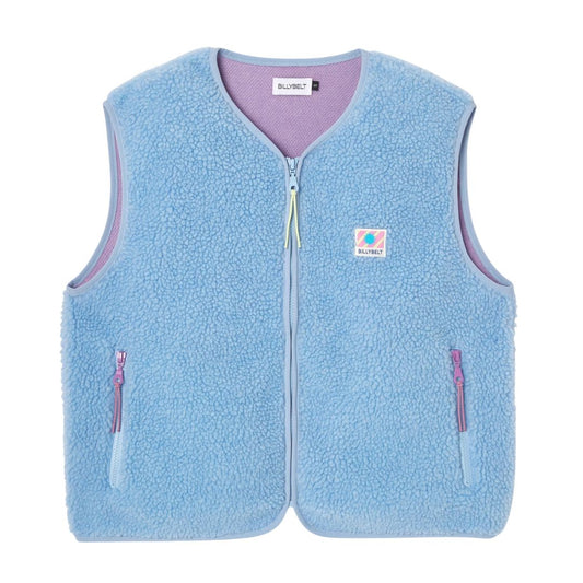 Damen Weste aus Sherpa-Fleece mit Reißverschluss, ärmellos – hellblau