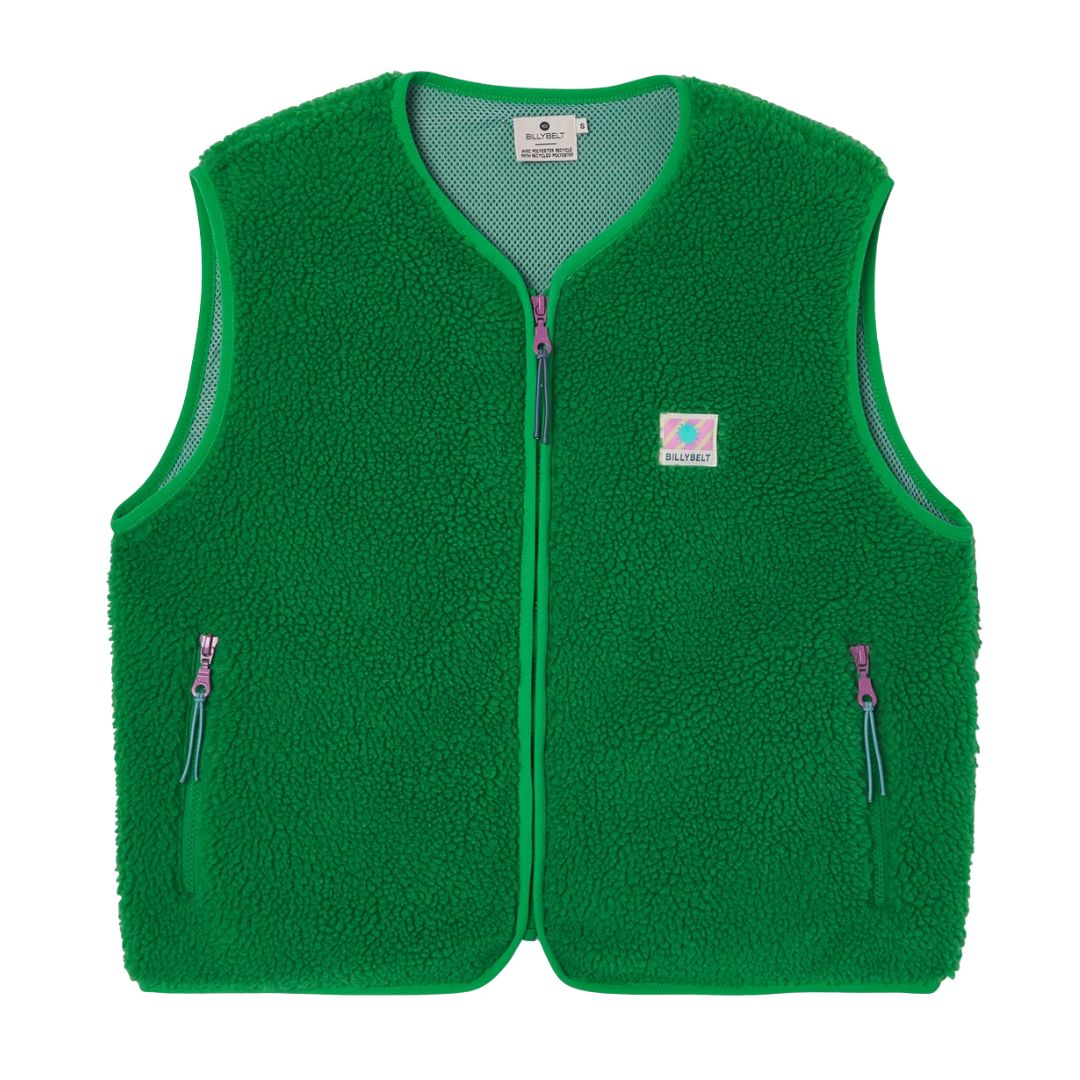 Damen Weste aus Sherpa-Fleece mit Reißverschluss, ärmellos – grün