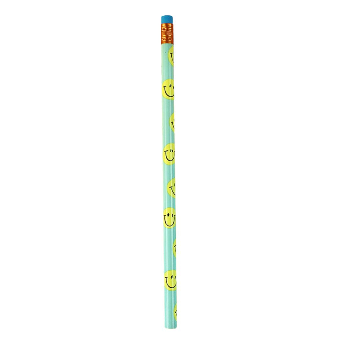 Bleistift mit Radiergummi 'Smile' hellblau/gelb