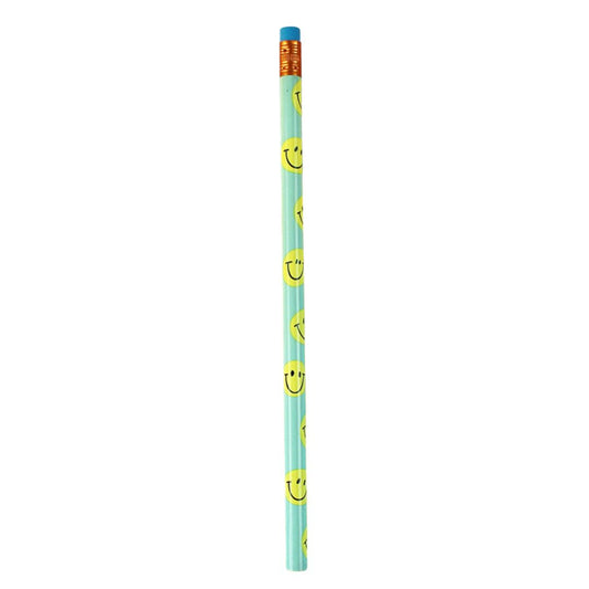 Bleistift mit Radiergummi 'Smile' hellblau/gelb