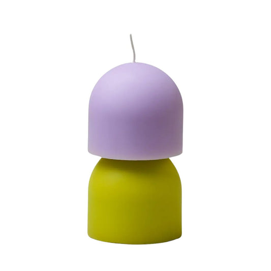 Blockkerze 'Hemisphere' lavendel/lime